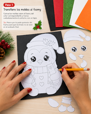 🎄🐧Moldes y tutorial de pingüino navideño en foami para decorar en navidad 🎄 🎄🐧Moldes y tutorial de pingüino navideño en foami para decorar en navidad 🎄