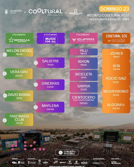 Horarios del Cooltural Fest 2026 en Almería Horarios del Cooltural Fest 2026 en Almería
