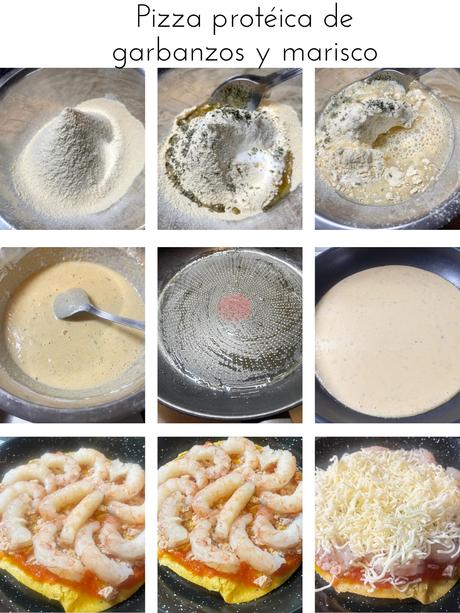 Pizza proteica de garbanzos y marisco Pizza proteica de garbanzos y marisco
