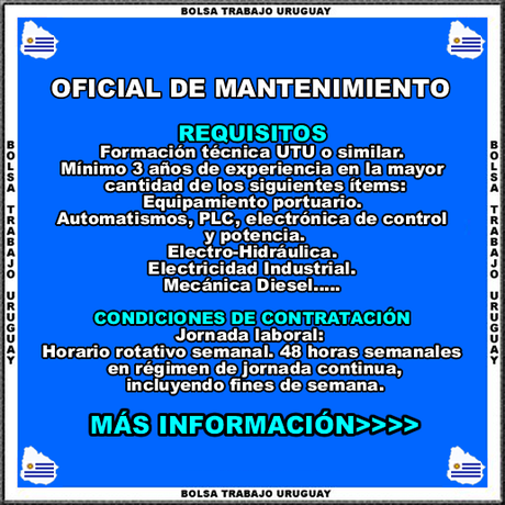 OFICIAL DE MANTENIMIENTO | PERFIL MECÁNICO/ELÉCTRICO
