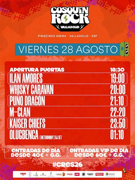Horarios del Cosquin Rock Valladolid 2026 Horarios del Cosquin Rock Valladolid 2026