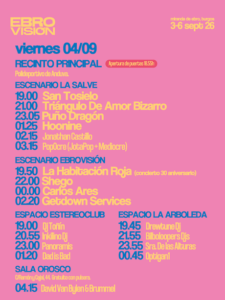 Horarios Ebrovisión 2026 Viernes