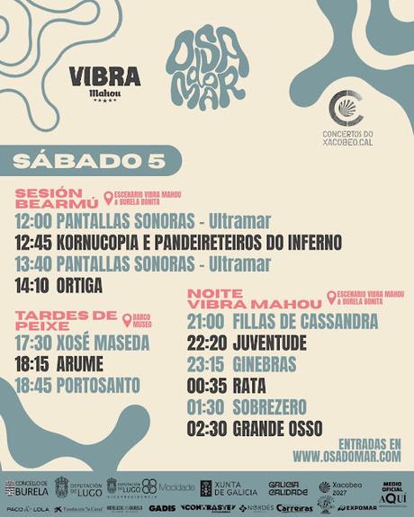 Horarios del Osa do Mar 2026 Horarios del Osa do Mar 2026
