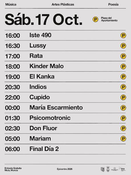 Horarios del Epicentro 2026 en Murcia