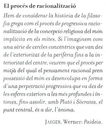 EL PAS DEL MITE AL LOGOS (dos textos explicatius)