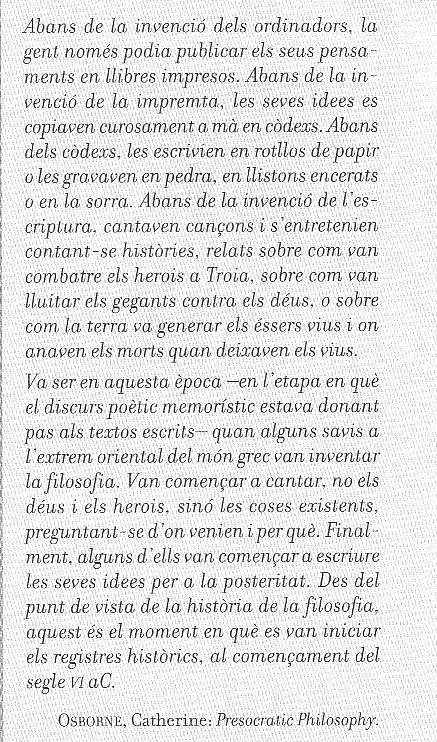 EL PAS DEL MITE AL LOGOS (dos textos explicatius)