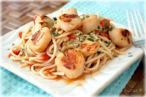 Scallops con pasta