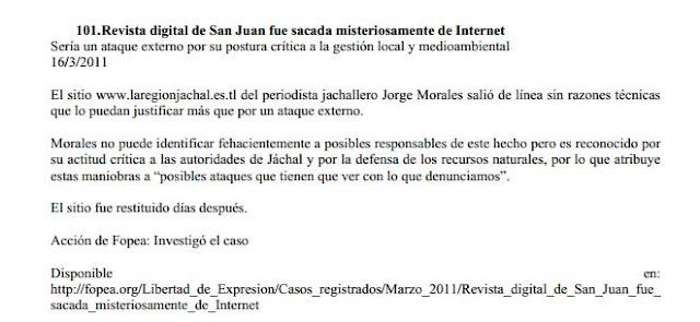 En 2011 se registraron 122 ataques a la libertad de expresión