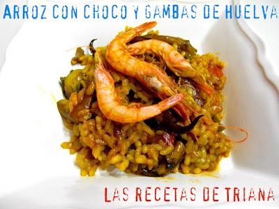 Arroz con choco y gambas de Huelva