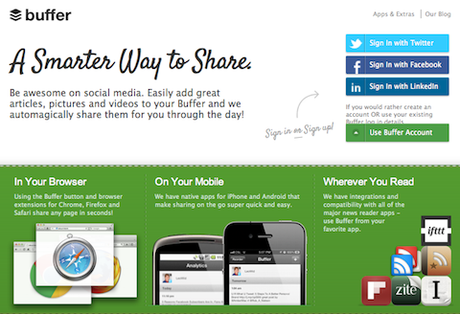 Buffer, aplicacion para programar tweets y actualizaciones de estado en las redes sociales Herramientas para ahorrar tiempo en las redes sociales: Buffer
