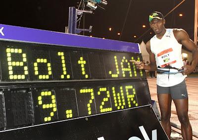 Primer récord del mundo de Usain Bolt 9,72