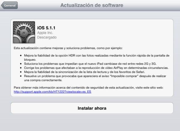iOS 5.1.1 disponible para solucionar errores menores
