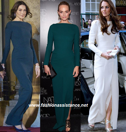 Carla Bruni, Amber Valletta y Kate Middleton con el vestido Lombard de Roland Mouret.