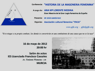 “Historia de la Masonería Femenina”.Conferencia en Murcia.