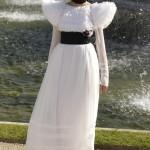 A model presents a creation by German designer Lagerfeld as part of his 2012-2013 Cruise collection show for French fashion house Chanel at the Chateau de Versailles, outside Paris