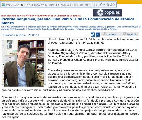 Abrir noticia en cadena radio integrista catolica COPE