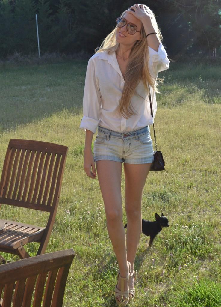 Shorts and white shirt