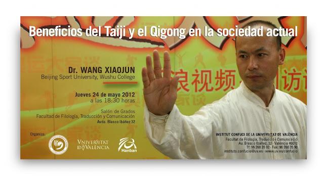 Conferencia beneficios taichi y chikung Wang Xiaojun -Instituto Confucío de Valencia en colaboración con Escuela Tantien-