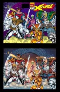 Ejemplo del recoloreado del próximo Omnibus de X-Force