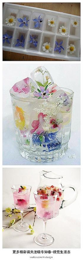 cubitos de hielo con flores