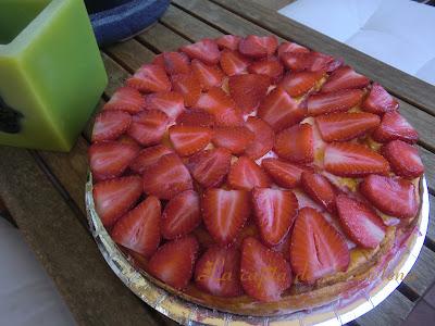 Tarta de queso y fresas