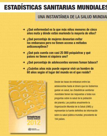 Estadisticas Sanitarias Mundiales 2012.