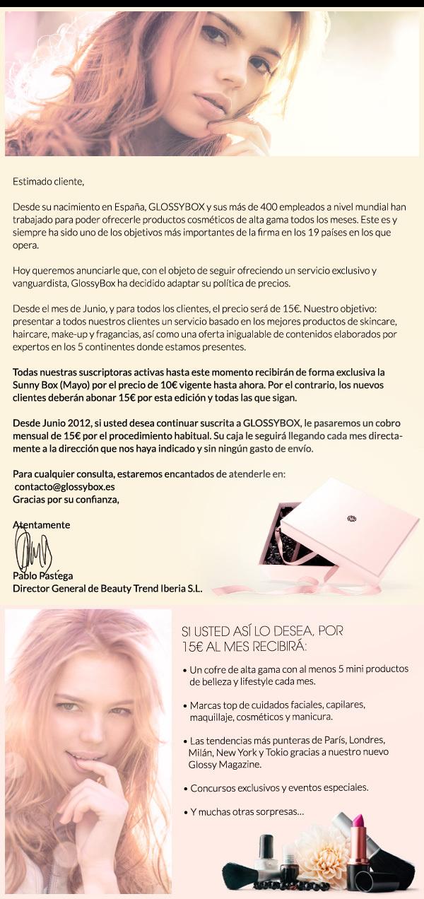 GLOSSYBOX sube sus precios!