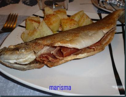 trucha con jamón, ración copia