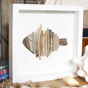 Cuadro de pez hecho con trozos de madera Decora y crea con trozos de madera