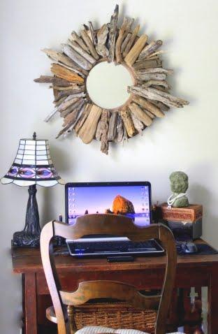 Espejo decorado con trozos de madera Decora y crea con trozos de madera