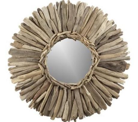 Espejo circular con corona de trozos de madera Decora y crea con trozos de madera
