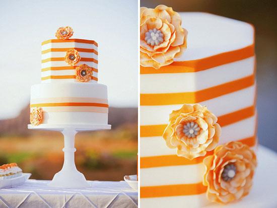 Una mesa alegre y elegante en blanco y naranja