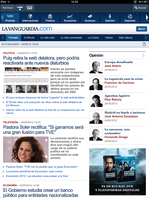 ‘La Vanguardia’ app de iPad