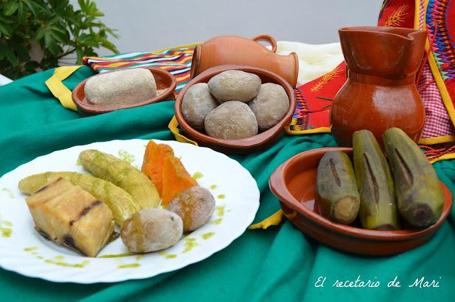 PLÁTANOS GUISADOS CON PESCADO SALADO