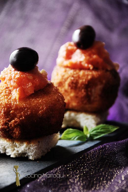 Fritanga de queso Ajbane con tapenade y Zaaluk