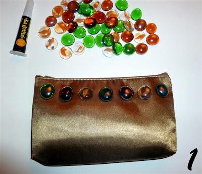 DIY - Clutch dorado con gemas de vidrio