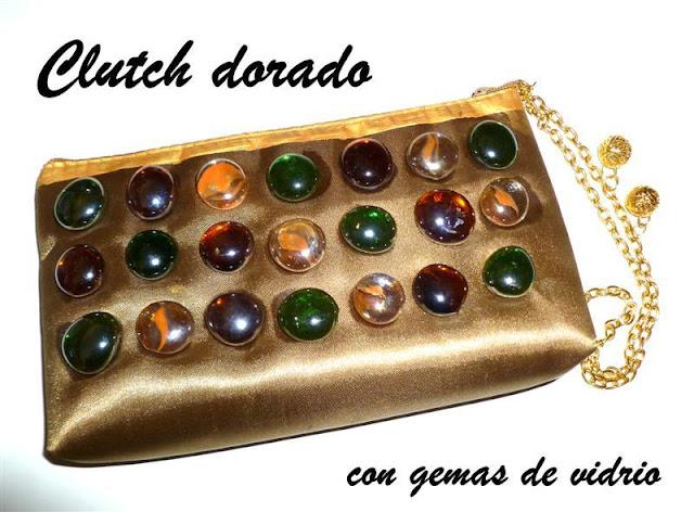 DIY - Clutch dorado con gemas de vidrio