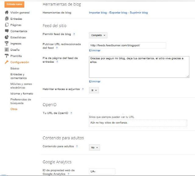 Blogger configuración