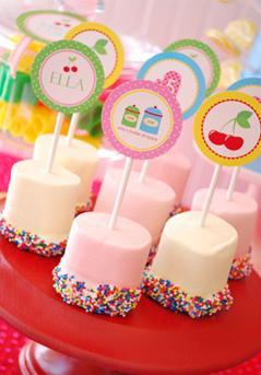 Mesas de dulces: piruletas de nubes