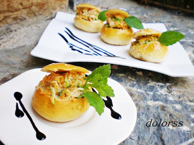 Panecillos rellenos de pupurri de crudités