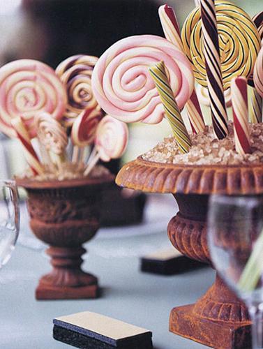 Mesas de dulces: piruletas espiral
