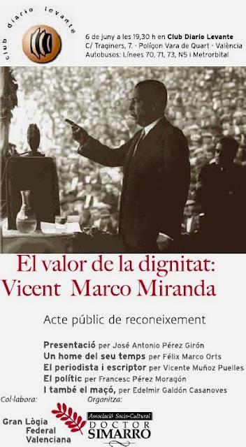Homenaje en Valencia a Vicent Marco, alcalde republicano y masón
