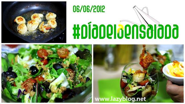 Copa de ensalada de vieiras al romesco #díadelaensalada