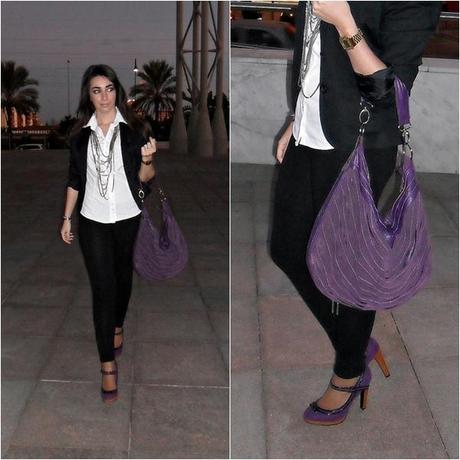 How I wear: White Blouse Touch of purple