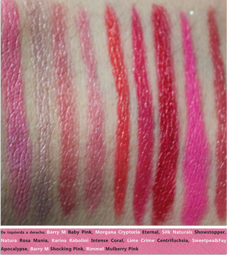 Swatch-o-rama! Todos mis labiales rosados