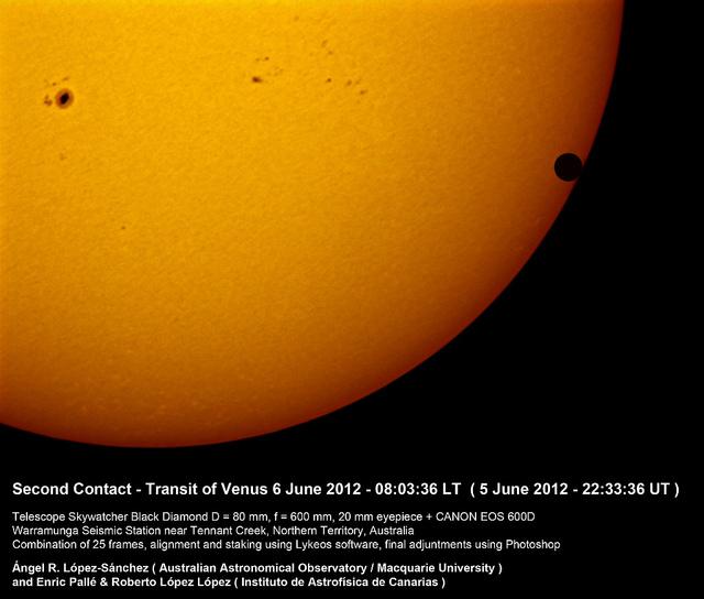 Tránsito de Venus de 2012: Segundo contacto