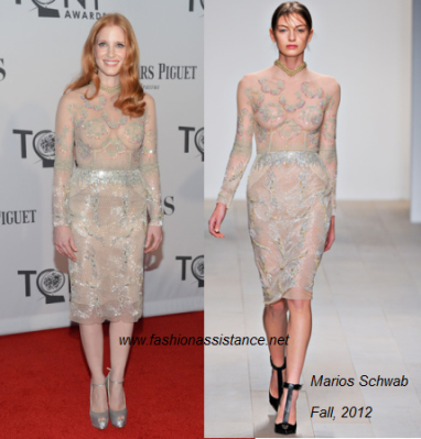 Jessica Chastain, de Marios Schwab, en los Premios Tony. ¿Estilismo para olvidar?