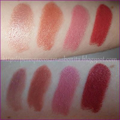 Swatches: Labiales Nyx ( Clio, Hades, Sky Pink y Doll)