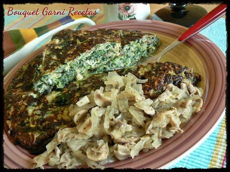 Tortilla de espinacas y champiñones