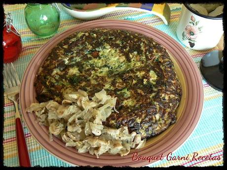 Tortilla de espinacas y champiñones